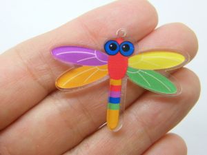 4 Dragonfly pendants clear acrylic A1305