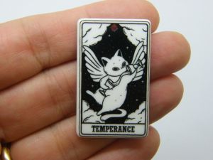 2 Temperance cat tarot card Halloween pendant black white acrylic HC1237