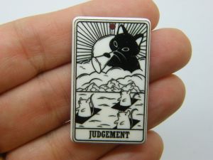2  Judgement cat tarot card Halloween pendant black white acrylic HC1234