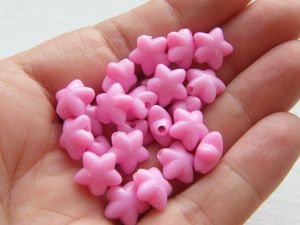 100 Star beads pink acrylic  AB858 - SALE 50% OFF