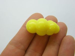 4 Cloud beads neon yellow acrylic S393