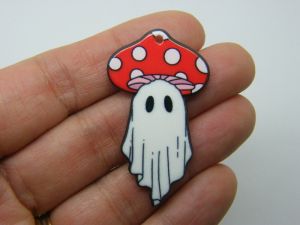 2 Mushroom ghost  pendants red white black acrylic HC541