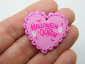 2  Halloween Queen heart pink acrylic HC1263