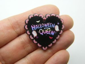 2  Halloween Queen heart black acrylic HC1261