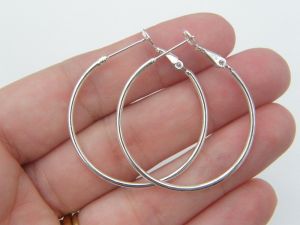 BULK 20 Earring hoops 39 x 35mm silver plated FS307