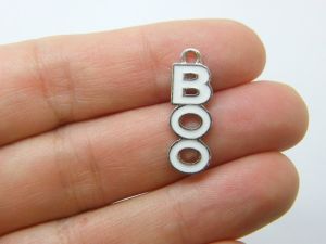 8 Boo charms white and silver tone HC379