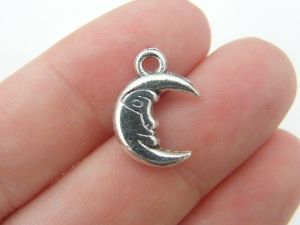 12 Moon charms antique silver tone M1