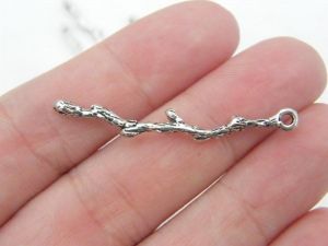 6 Branch connector charms antique silver tone L74
