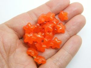 100 Orange imitation jelly star beads acrylic AB457 - SALE 50% OFF