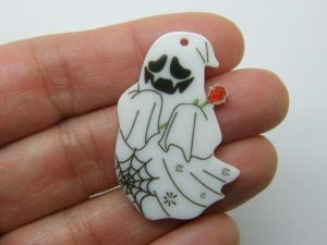 2 Ghost rose Halloween pendants acrylic HC1274