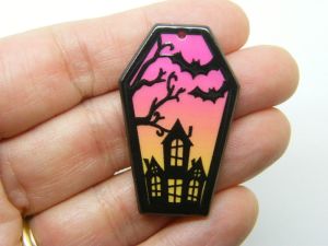 2 Coffin haunted house Halloween pink acrylic HC1277