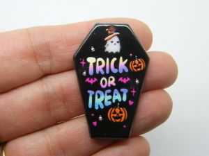 2 Coffin Trick or treat Halloween black acrylic HC1260