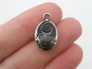 8 Follow your heart charms antique silver tone M166