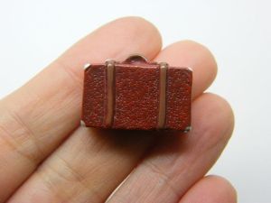 6 Suitcase embellishments brown resin CA98