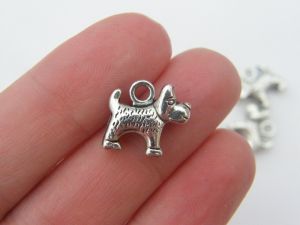 8 Dog charms antique silver tone A888