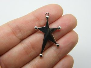 4 Stars charms  silver tone S249