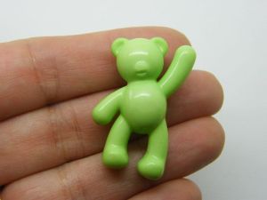 8 Teddy bear pendants or beads green acrylic P