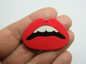 4 Mouth lips kiss pendants red black acrylic P191