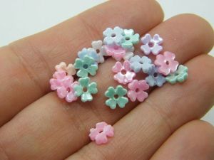 100 Flower bead caps random mixed acrylic FS41