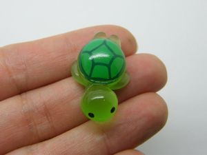 4 Turtle miniature green glow in the dark resin FF229