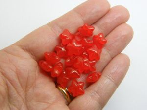 100 Red imitation jelly star beads acrylic AB816 - SALE 50% OFF