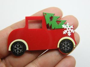 4 Christmas tree truck car pendants red green acrylic CT76