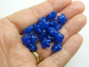 100 Royal blue imitation jelly star beads acrylic AB475 - SALE 50% OFF