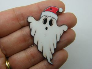2 Christmas hat ghost  pendants acrylic CT124