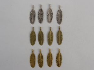 The Feather Collection - 12 silver, bronze and gold tone feather charms