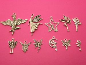 The Fairy Collection - 11 different antique silver tone charms