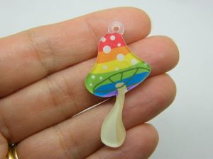 2 Mushroom pendants rainbow acrylic L115