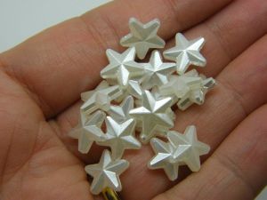 100 Star beads silvery golden pearl acrylic AB598 - SALE 50% OFF