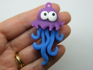 4 Jellyfish pendant purple blue PVC plastic FF