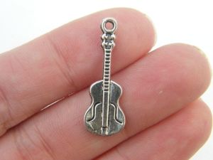 10 Violin charms antique silver tone MN16
