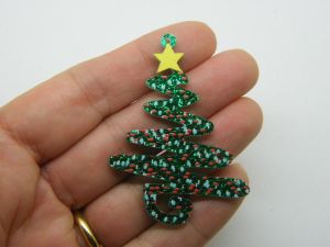 2 Christmas tree pendants green acrylic CT436