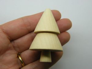 2 Christmas fir tree  embellishment miniature natural wood 35 x 57m T 01B