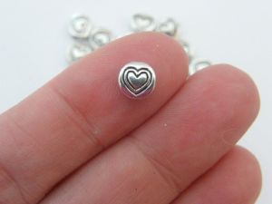 30 Heart spacer beads antique silver tone H72