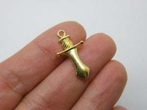 16 Sword charms bright gold tone SW