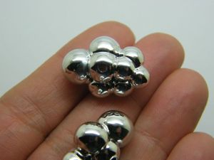 6 Cloud beads silver acrylic S53