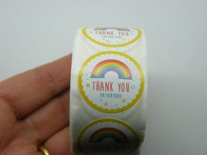 1 Roll thank you for your order rainbow  500 stickers 29