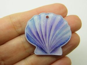4 Shell pendants blue pink white acrylic FF491