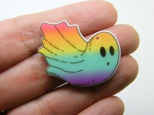 2 Ghost Halloween pendants rainbow acrylic HC1310