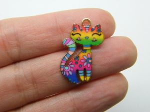4 Cats charms gold and rainbow tone A1293