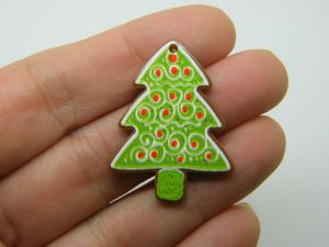 4 Christmas tree pendants red white green acrylic CT34