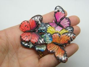 6 Butterfly pendants random mixed acrylic A427
