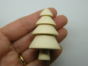 2 Christmas fir tree  embellishment miniature natural wood 35 x 57m T 01C