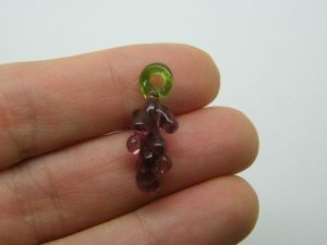 2 Bunch of grapes green purple lamp work glass FD245