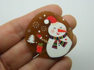 4 Snowman Christmas pendants brown acrylic CT341