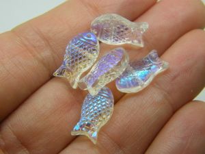 14 Fish beads clear AB glass FF605