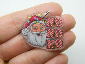 2 Ho ho ho Santa Father Christmas  pendants  acrylic CT142